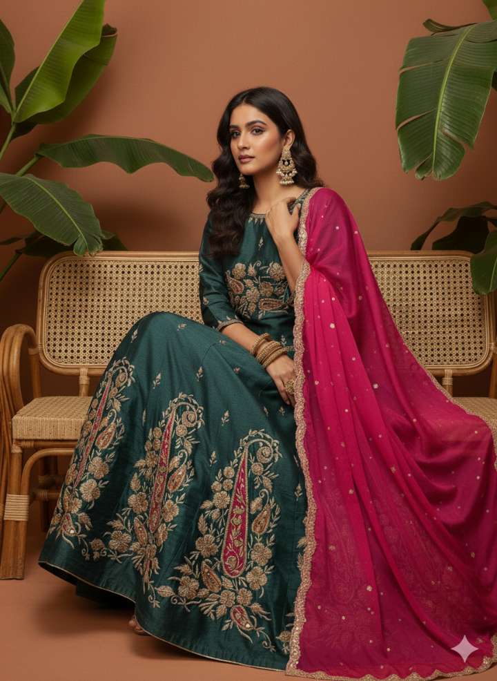 light  green raw silk lehnga with gotta design