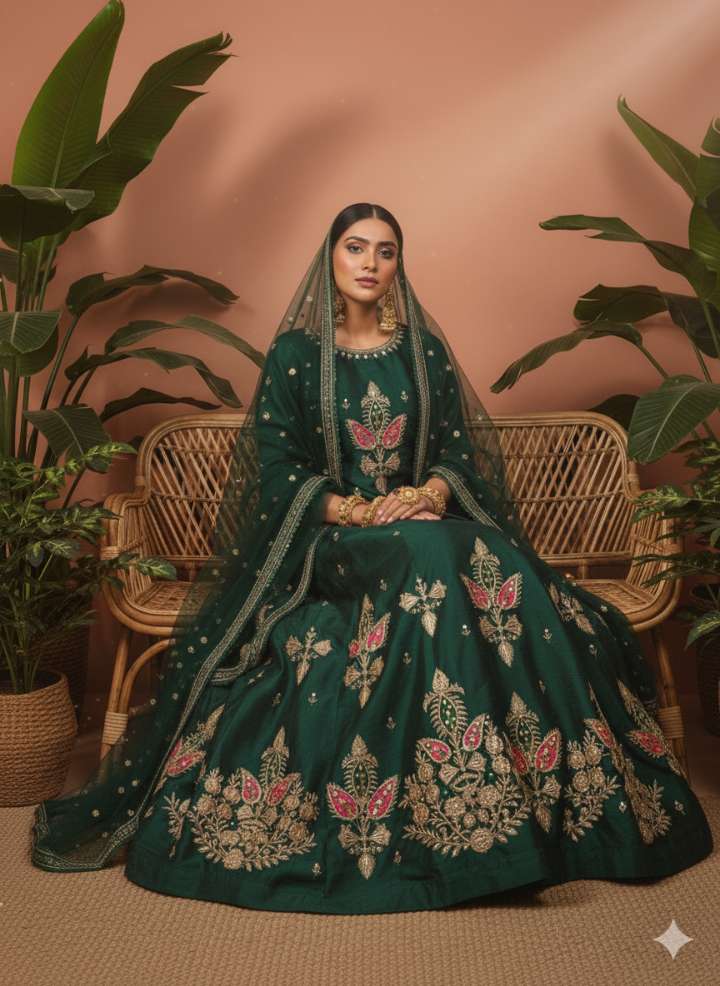 Light green  raw silk lehnga with gotta design